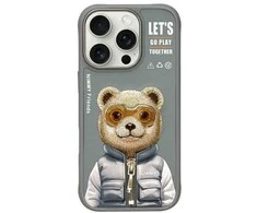 Nimmy Apple iPhone 16 Pro 6.3" dėklas telefonui pilkos spalvos Cool&amp;Cute 2.0 Bear