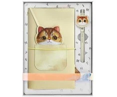 Nimmy rinkinys 2in1 užrašų knygelė + rašiklis haki spalvos Big Eyed Pet 2.0 Cat