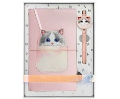 Nimmy rinkinys 2in1 užrašų knygelė + rašiklis rožinės spalvos Big Eyed Pet 2.0 Cat