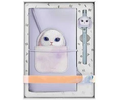 Nimmy rinkinys 2in1 užrašų knygelė + rašiklis violetinės spalvos Big Eyed Pet 2.0 Rabbit