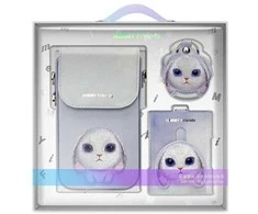 Nimmy Rinkinys 3in1 dėklas telefonui + krepšys + daiktų ieškikliui violetinės spalvos Big Eyed Pet 2.0 Rabbit