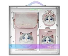 Nimmy Rinkinys 3in1 dėklas telefonui + krepšys + daiktų ieškikliui dėklas telefonui rožinės spalvos Big Eyed Pet 2.0 Cat