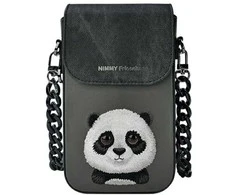 Dėklas Nimmy torebka na telefon juodos spalvos Big Eyed Pet 2.0 Panda
