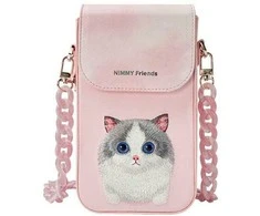 Dėklas Nimmy torebka na telefon rožinės spalvos Big Eyed Pet 2.0 Cat