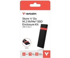 Verbatim M.2 NVMe USB 3.2 Gen 2 SSD išorinis korpusas su USB A/USB C kabeliu, juodas 32261