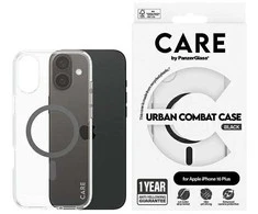 Panzer Glass CARE Flagship dėklas su Juodas MagSafe iPhone 16 Plus, skaidrus