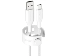 Panzer Glass Kabelis empower by PanzerGlass Racing 60W USB-A do USB-C 1.2m sidabrinė ir balta