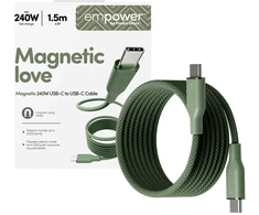 „Panzer Glass“ laidas, skirtas „PanzerGlass Magnetic“, 240 W USB-C, 1,5 m žalias