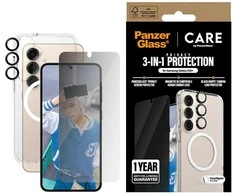 „Panzer Glass CARE“, „PanzerGlass Flagship 3in1“ dėklas + privatumo stiklas + objektyvas „Samsung Galaxy S25 Plus“