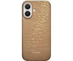 PITAKA itin plonas „MagSafe“ dėklas, skirtas „iPhone 17“ su auksiniu blizgučiu