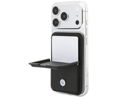 Dėklas Portfel BMW Carbon Metal Logos MagSafe juoda