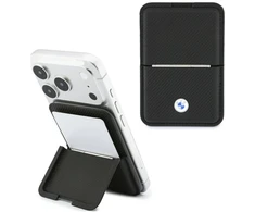 Dėklas Portfel BMW Carbon Metal Logos MagSafe juoda