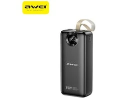 Powerbank Awei PA-34 30000mAh 65W Fast charging juodos spalvos