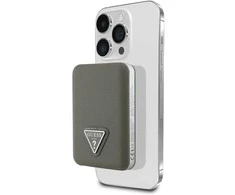 „Guess“ grūdėto trikampio formos išorinė baterija su „MagSafe“ 5000mAh 15W USB-C – ruda