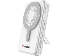 Įkroviklis „Verbatim Charge n Go 10000mAh“ su magnetiniu belaidžiu stovu, TFT ekranu, 2xUSB-C laidu, sidabrinė 32273