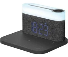 Proove 3-in-1 naktinis prie lovos šviestuvas + Alarm clock Day &amp; Night LED 1200mAh 3W belaidis įkroviklis 15W pilkos spalvos