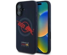 Dėklas Red Bull Raudona Bull Raudona Bull HC Silicone ORBR20 Logo Raudona Lining Apple iPhone 16 MagSafe granatų spalvos