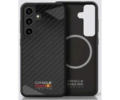 Red Bull Raudona Bull Original dėklas Raudonas BULL Real Carbon Fiber Shiny Logo MagSafe skirtas Samsung Galaxy S25 juodos spalvos
