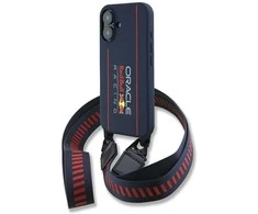Red Bull Raudona Bull Raudona Bull silikoninis Vertical Logo MagSafe Case + Crossbody Strap for iPhone 16 dėklas telefonui mėlynos spalvos