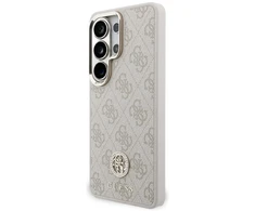 Cg Mobile Sas Rinkinys Dėklas + Smycz Guess 4G Big Rhinestone Triangle Strap MagSafe do Samsung Galaxy S26 Ultra rožinė