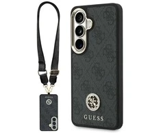 Cg Mobile Sas Rinkinys Dėklas + Smycz Guess 4G Big Rhinestone Triangle Strap MagSafe do Samsung Galaxy S26 juoda