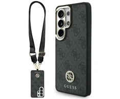 Cg Mobile Sas Rinkinys Dėklas + Smycz Guess 4G Big Rhinestone Triangle Strap MagSafe do Samsung Galaxy S26 Ultra juoda