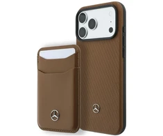Dėklas Rinkinys etui + portfel Mercedes Grilis Pattern Leather MagSafe do iPhone 18 Pro Max / 17 Pro Max camel