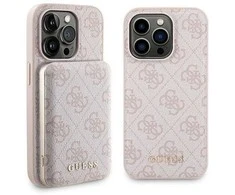 Apple iPhone 14 PRO Guess dėklas + Powerbank MagSafe 4G Metal Logo 5000mAh (GUBPM5P14L4GEMGP) rožinės spalvos