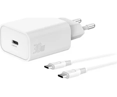 Rinkinys Įkroviklis jungiama į tinklą 4smarts VoltPlug PD 30W USB-C + kabelis USB-C 1.5m balta