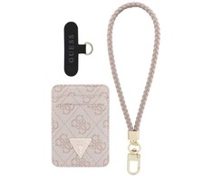 Guess wallet + hand strap set Guess triangle MagSafe rožinės spalvos