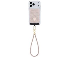 Guess wallet + hand strap set Guess triangle MagSafe rožinės spalvos