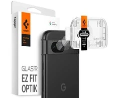 „Spigen Optik.TR EZ Fit“ fotoaparato objektyvo apsauga 2 vnt. – apsauginis stiklas, skirtas „Google Pixel 8A“ (2 vnt.) (Juodas)