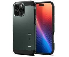Spigen Tough Armor MagSafe su stoveliu Apple iPhone 16 Pro – dėklas telefonui žalios spalvos