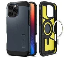 Spigen Tough Armor MagSafe su stoveliu Apple iPhone 16 Pro Max – dėklas telefonui pilkos spalvos