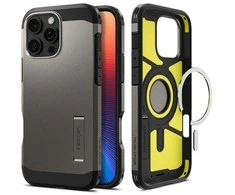 Spigen Tough Armor MagSafe su stoveliu Apple iPhone 16 Pro Max – dėklas telefonui juodos spalvos
