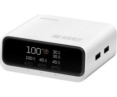 Įkrovimo stotelė 4smarts stalo įkroviklis GaN ekranas 100W 3xUSB-C + 2xUSB-A balta