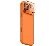 Skinarma „Magma Full Matte“ kameros objektyvo stiklas, skirtas „iPhone 17 Pro Max“, oranžinis