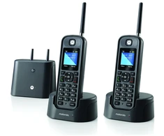 Telefonas stacionarus belaidis dalekiego zasięgu komplektas 2 vnt Motorola O202 juoda