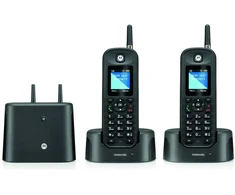 Telefonas stacionarus belaidis dalekiego zasięgu komplektas 2 vnt Motorola O202 juoda