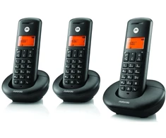 Telefonas stacionarus belaidis komplektas 3 vnt. Motorola E203 juoda