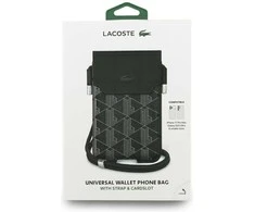 Dėklas Lacoste PVC Blend Monogram Metal Logo Phone Pouch XL juodos spalvos