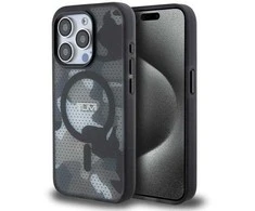 Tumi TUHMP15LTCAMK Apple iPhone 15 Pro 6.1″ juodos spalvos kietas dėklas with Frosted Camo Print and MagSafe