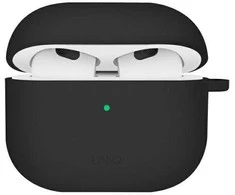 UNIQ dėklas Nexo AirPods 4 + Ear Hooks Silicone juodas