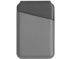 Dėklas UNIQ Lyden DS magnetinė piniginė RFID ir stovelis telefonui juodos ir pilkos spalvos