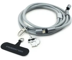 Universal Karl Lagerfeld CBDY Choupette Charm USB-C/USB-C kabelis Lanyard juodos spalvos