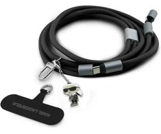 Universal Karl Lagerfeld CBDY Ikonik Charm USB-C/USB-C kabelis Lanyard juodos spalvos