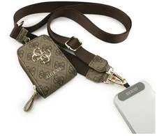 Dėklas Guess Crossbody Strap PU 4G Metal Logo + Purse rudos spalvos