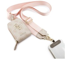 Universal lanyard with wallet Guess 4G Metal Logo pink