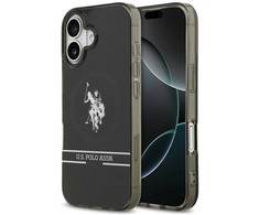 Us Polo Assn US Polo DH and Bottom Stripe Logo MagSafe dėklas skirtas Apple iPhone 17 juodos spalvos