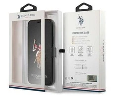 Dėklas „Us Polo Assn“ „US Polo USFLBKP12MPUGFLBK“ „Apple iPhone 12/12 Pro 6,1“ juodos spalvos knygelė „Polo Embroidery Collection“